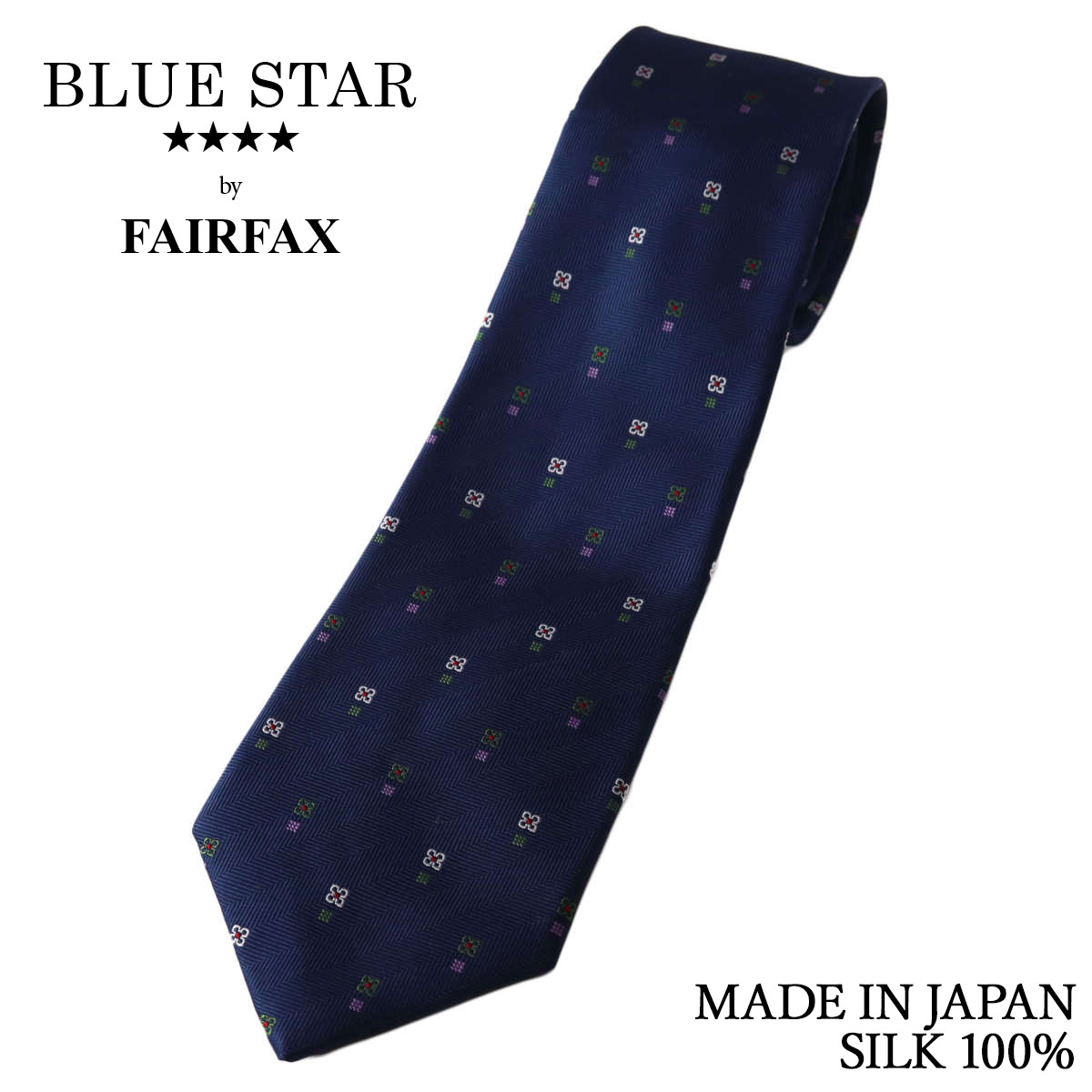 Rakuten - フェアファクス FAIRFAX ネクタイ 小花 小紋 ヘリンボーン織 ネイビー シルク100% 日本製 ハンドメイド メンズ 父の日