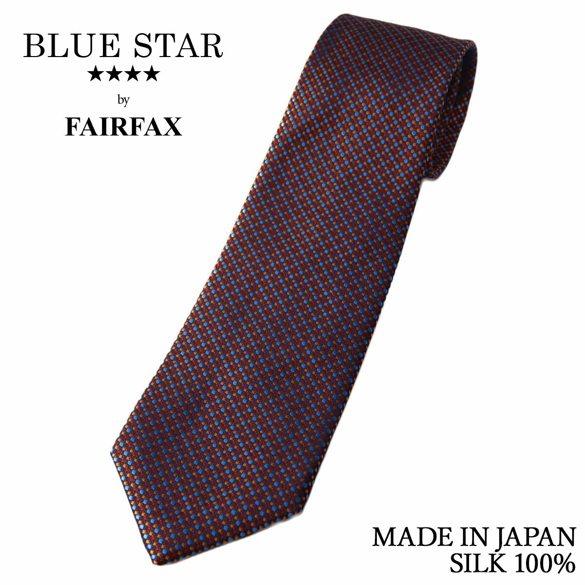 Rakuten - フェアファクス FAIRFAX ネクタイ マイクロ柄 小紋 オレンジ×ターコイズ シルク100% 日本製 ハンドメイド メンズ 父の日