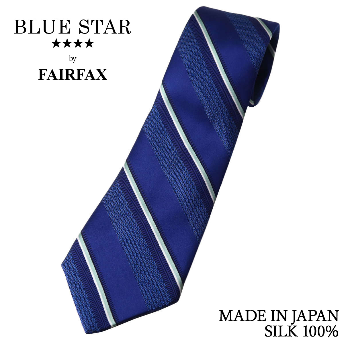 乐天商城 - 【10%OFFクーポン配布中！+店内全品P5倍】フェアファクス FAIRFAX ネクタイ ストライプ インクブルー濃淡 シルク100% 日本製 ハンドメイド メンズ 父の日