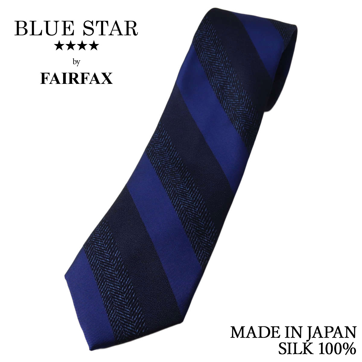 Plain - フェアファクス FAIRFAX ネクタイ 無地 ストライプ織 ネイビー シルク100% 日本製 ハンドメイド メンズ 父の日
