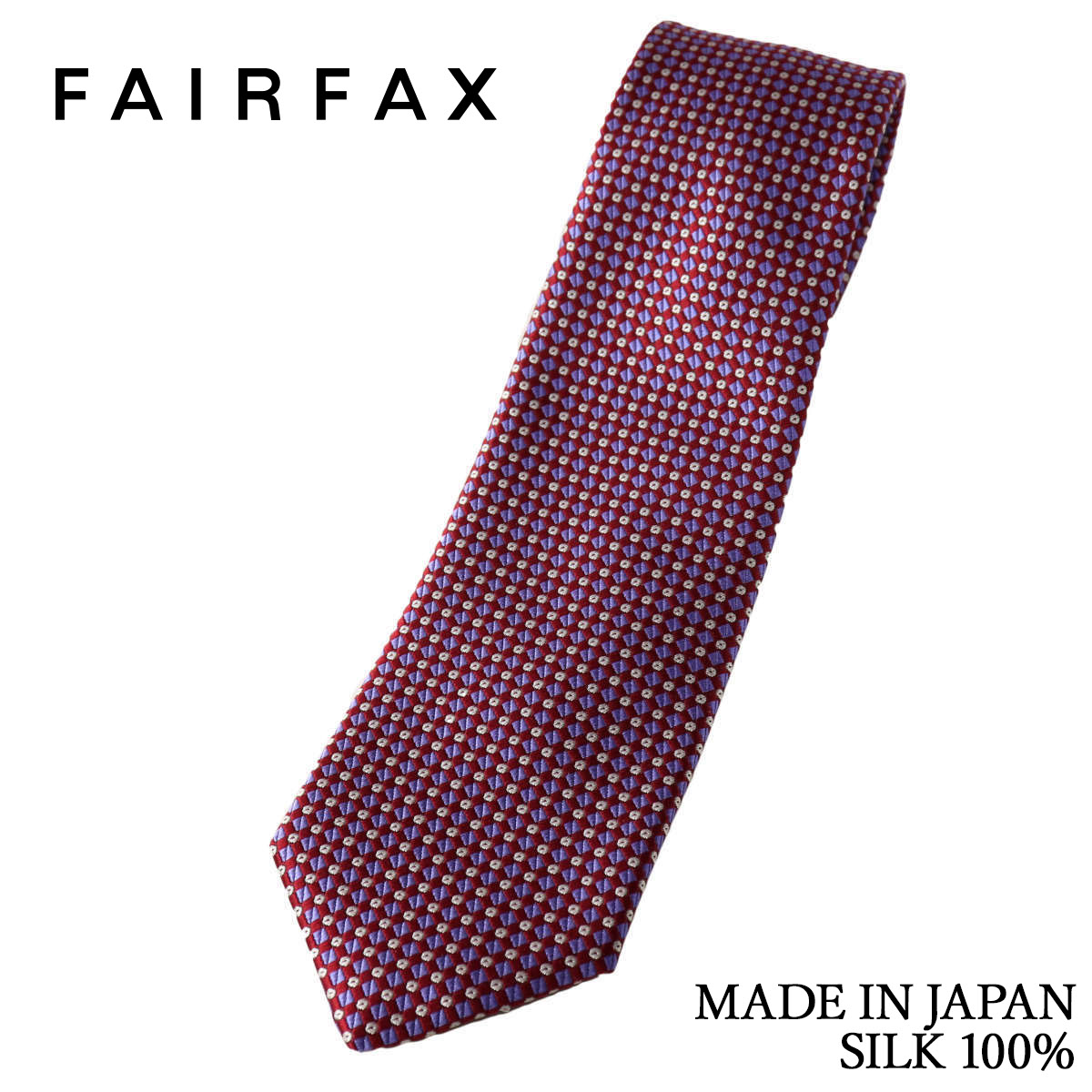 Rakuten - フェアファクス FAIRFAX ネクタイ マイクロ柄 小紋 レッド×ラベンダー シルク100% 日本製 ハンドメイド メンズ 父の日