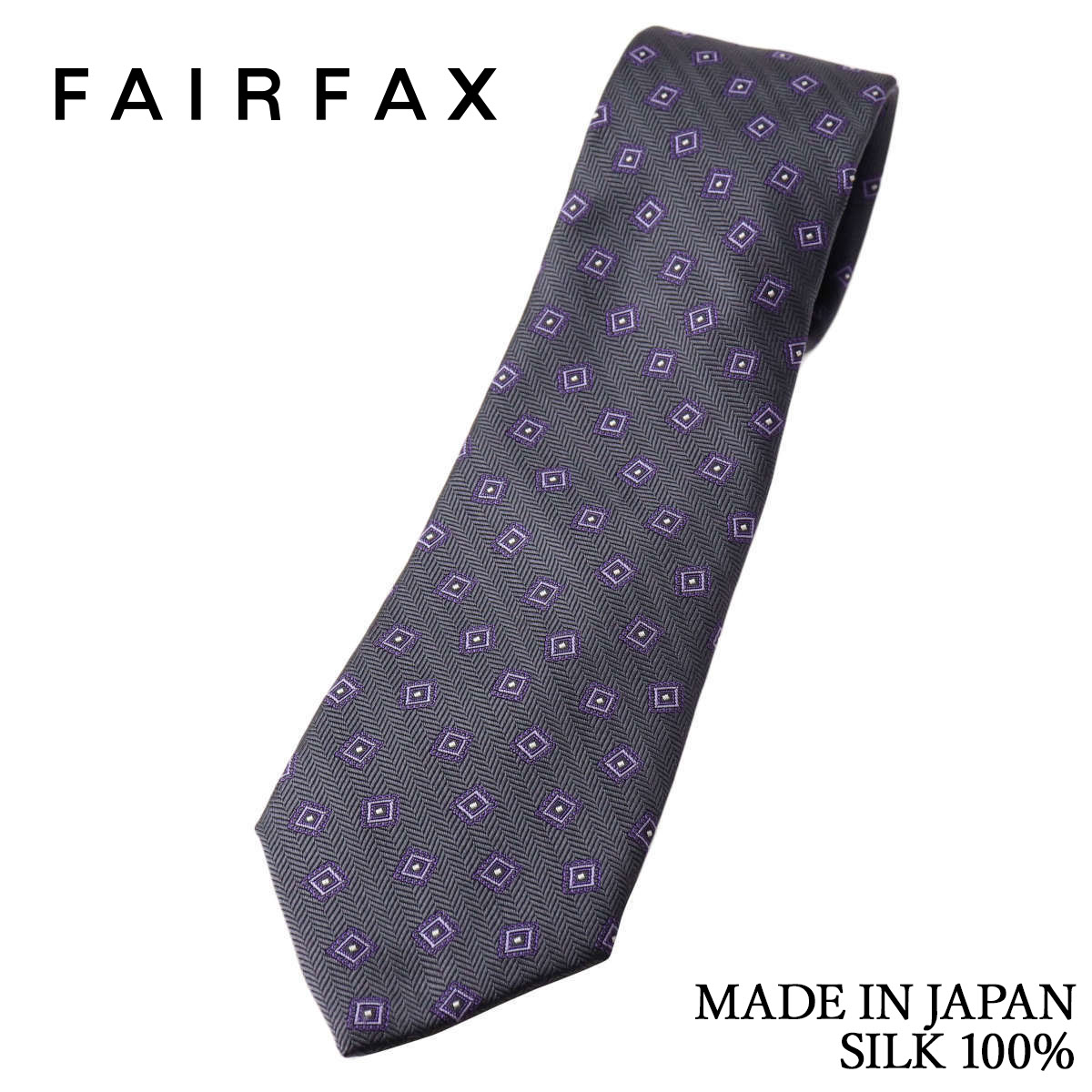 Rakuten - フェアファクス FAIRFAX ネクタイ 小紋 ヘリンボーン織 スレートグレー シルク100% 日本製 ハンドメイド メンズ 父の日