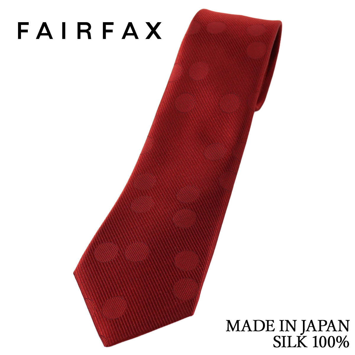 Rakuten - フェアファクス FAIRFAX ネクタイ レッド無地 シャドードット レップ織り シルク100% 日本製 ハンドメイド メンズ 父の日