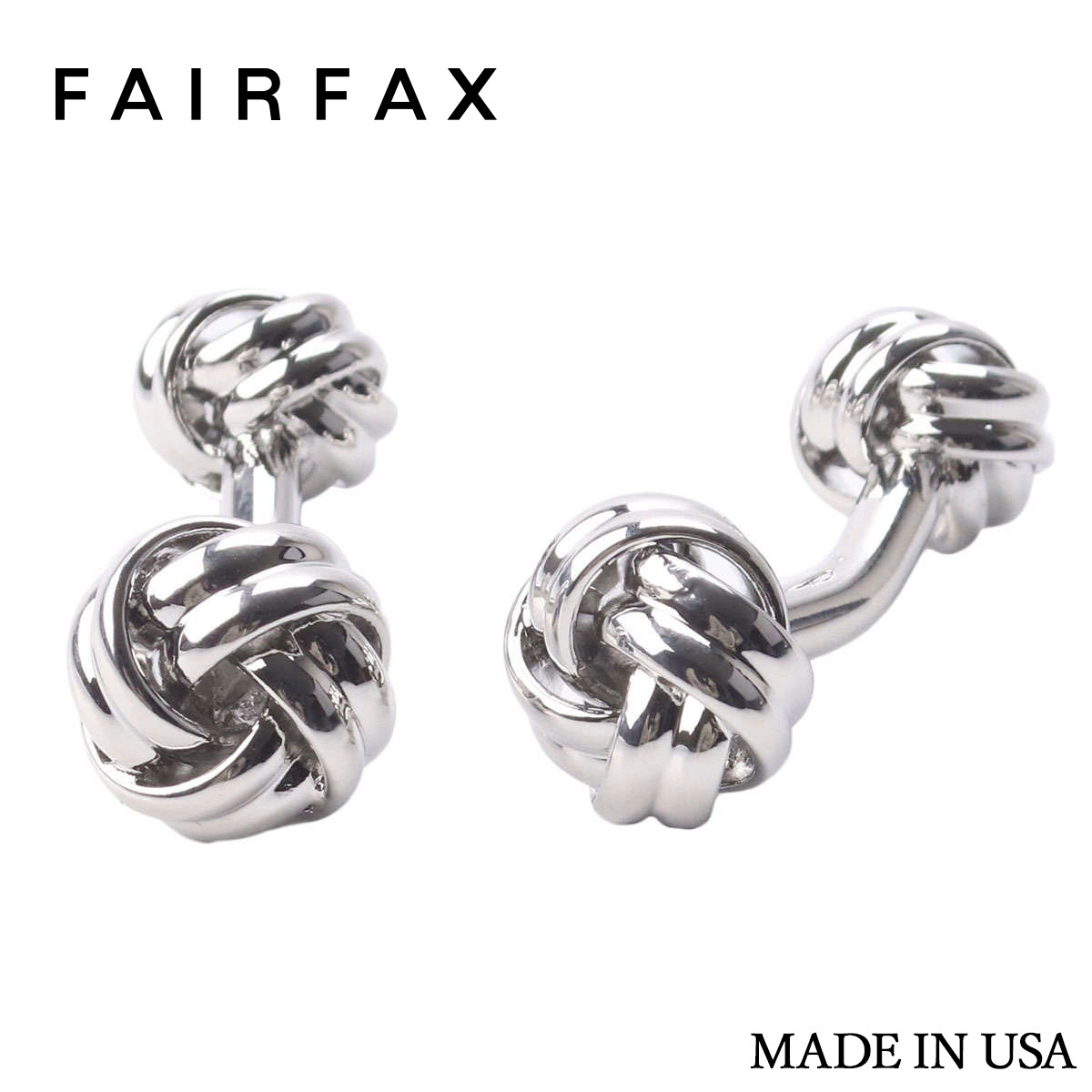 フェアファクス FAIRFAX カフリンクス 組紐デザイン 固定式 真鍮 ケース付 シルバー アメリカ製 メンズ..
