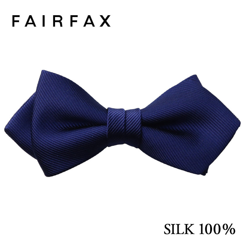 フェアファクス FAIRFAX 蝶ネクタイ メンズ ネイビー 無地 レップ シルク100% ポインテッドタイプ 日本製 父の日