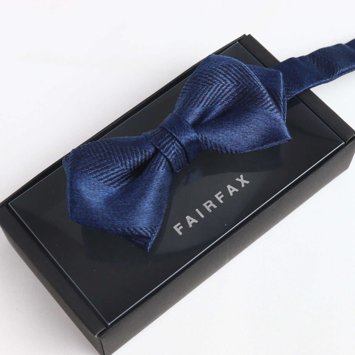 フェアファクス FAIRFAX 蝶ネクタイ メンズ ダルブルー シャドーストライプ無地 ヘリンボーン織&サテン織 メランジ 京都丹後生地 シルク100% ポインテッドタイプ レディタイ 日本製 父の日 3