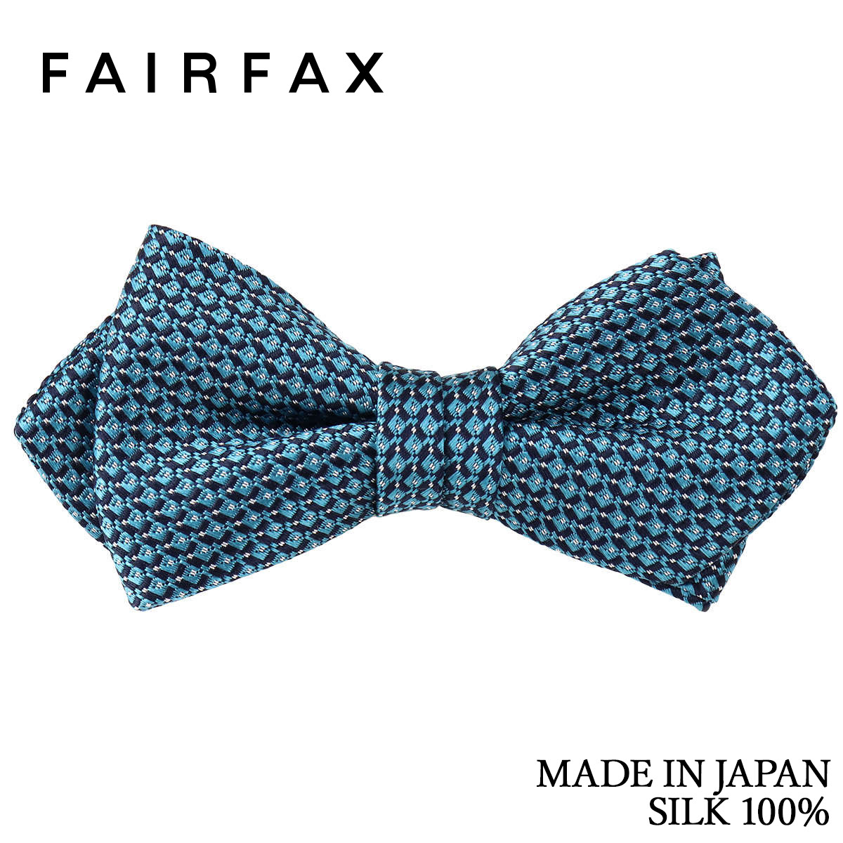 Butterfly Tie - フェアファクス FAIRFAX 蝶ネクタイ メンズ ターコイズブルー マイクロ小紋 シルク100% ポインテッドタイプ レディタイ 日本製 フリーサイズ 父の日