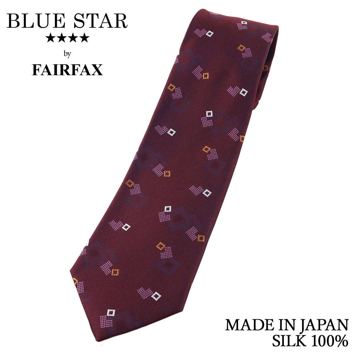 Rakuten - フェアファクス FAIRFAX ネクタイ 小紋柄 ワインレッド 織柄 シルク100% 日本製 ハンドメイド メンズ