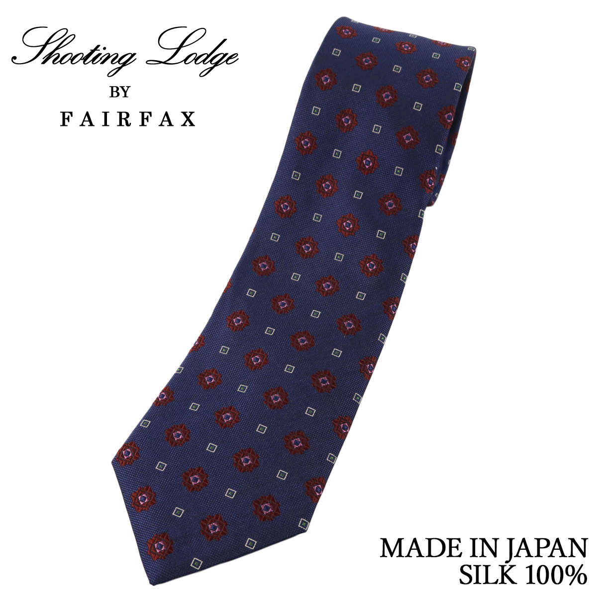 乐天商城 - フェアファクス FAIRFAX ネクタイ レトロ小紋柄 シルク100% 日本製 ダルブルー メンズ 父の日