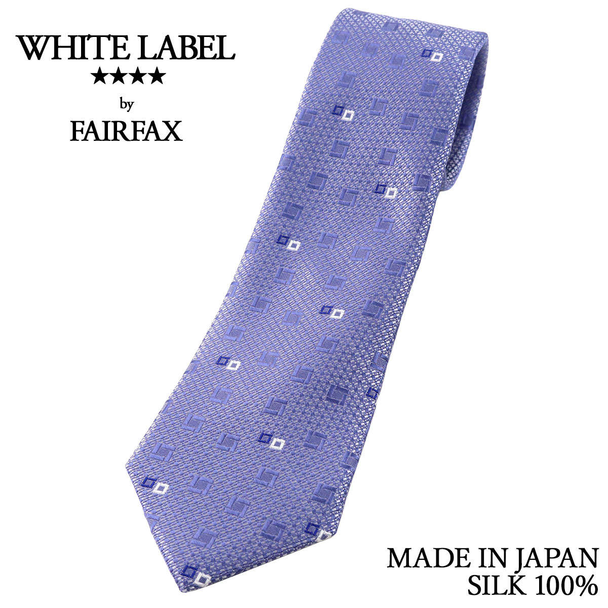 【店内全品P10倍 お買い物マラソン】 フェアファクス FAIRFAX ネクタイ 小紋&シャドー小紋 シルク100% 日本製 ハンドメイド スカイブルー メンズ バレンタイン