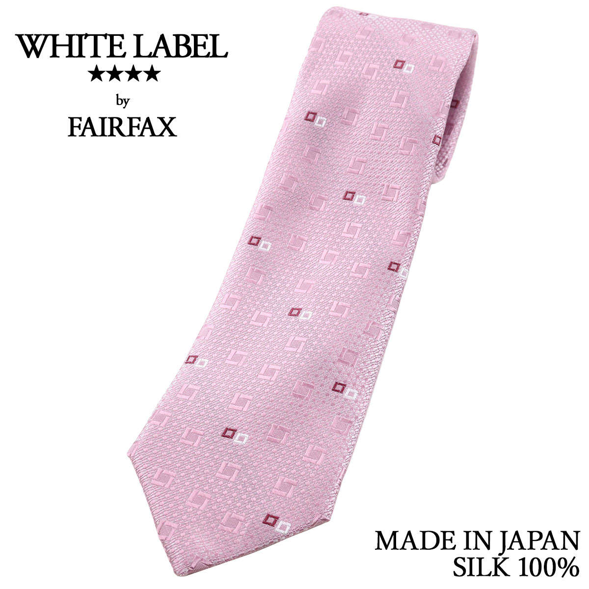 【店内全品P10倍 お買い物マラソン】 フェアファクス FAIRFAX ネクタイ 小紋&シャドー小紋 シルク100% 日本製 ハンドメイド ライトピンク メンズ バレンタイン