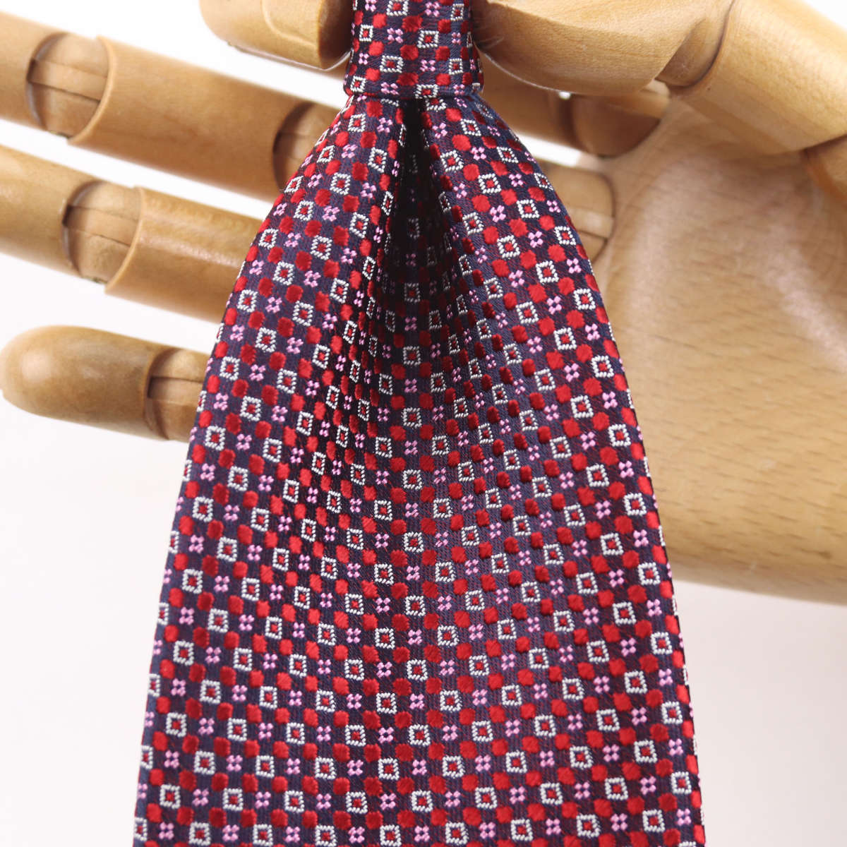 フェアファクス FAIRFAX ネクタイ マイクロ小紋柄 ワインレッド×ピンク シルク100% 日本製 ハンドメイド メンズ windsorknot-10050826 ドレスシャツSHOPウィンザーノット サンプル画像2