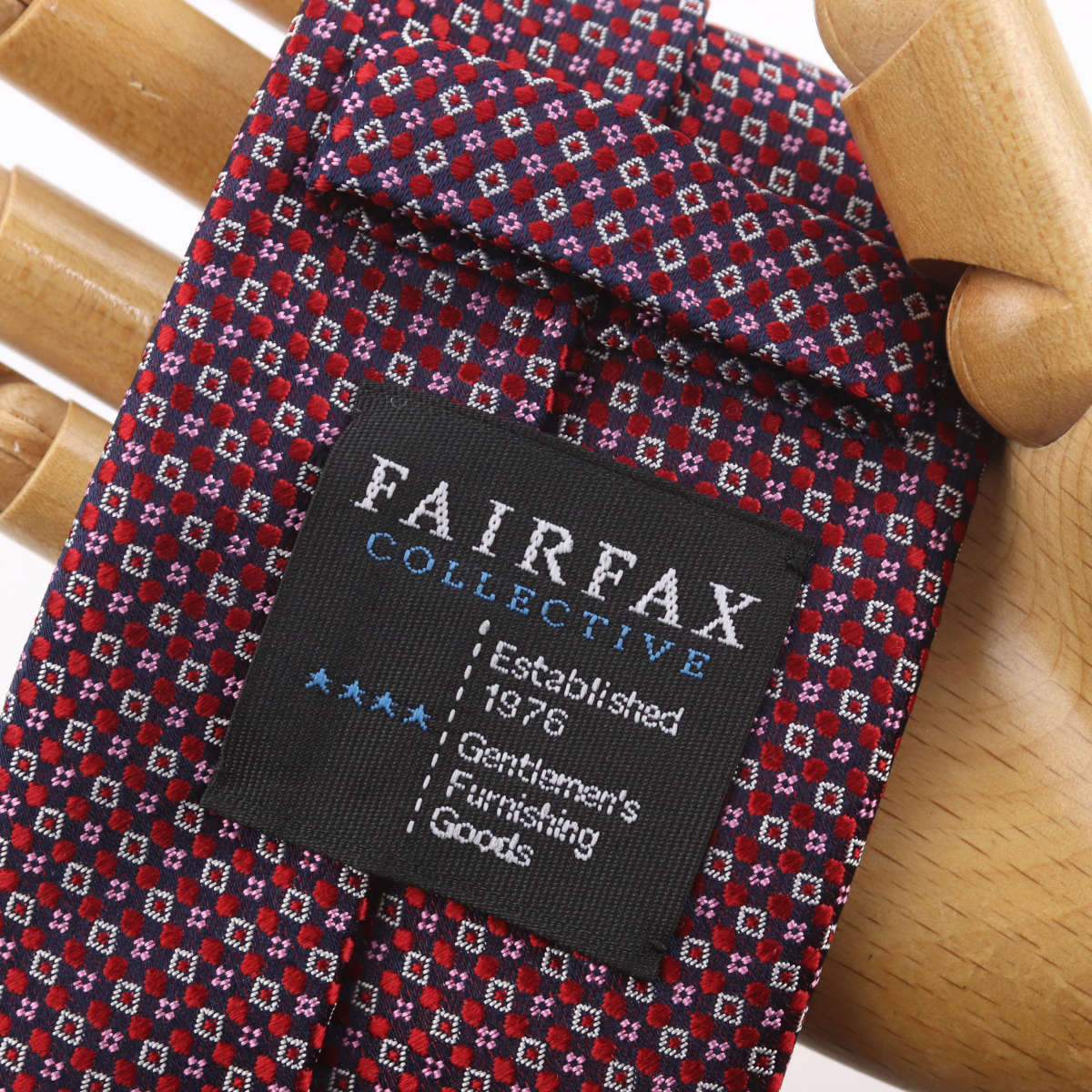 フェアファクス FAIRFAX ネクタイ マイクロ小紋柄 ワインレッド×ピンク シルク100% 日本製 ハンドメイド メンズ windsorknot-10050826 ドレスシャツSHOPウィンザーノット サンプル画像3