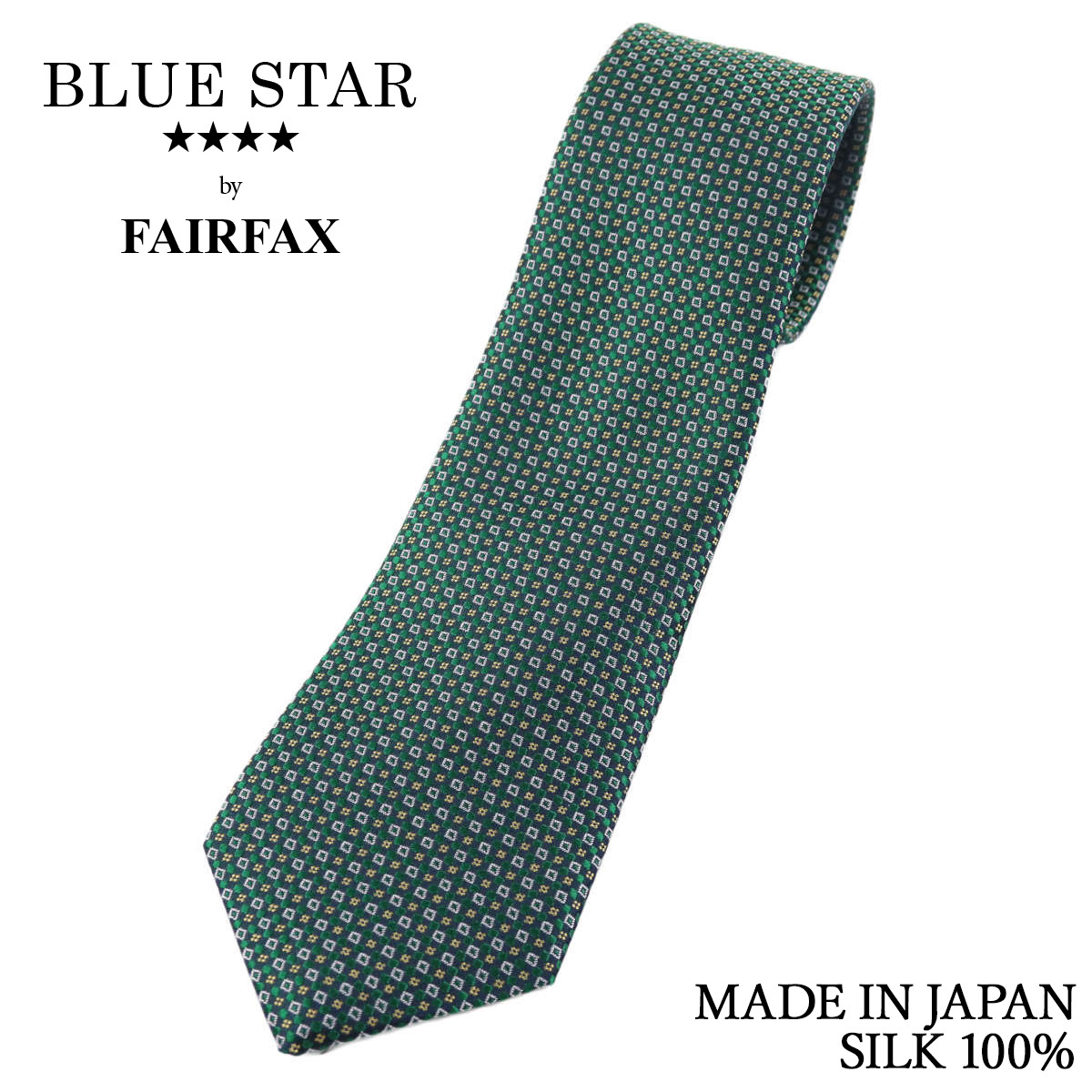 Rakuten - フェアファクス FAIRFAX ネクタイ マイクロ小紋柄 グリーン×イエロー シルク100% 日本製 ハンドメイド メンズ 父の日