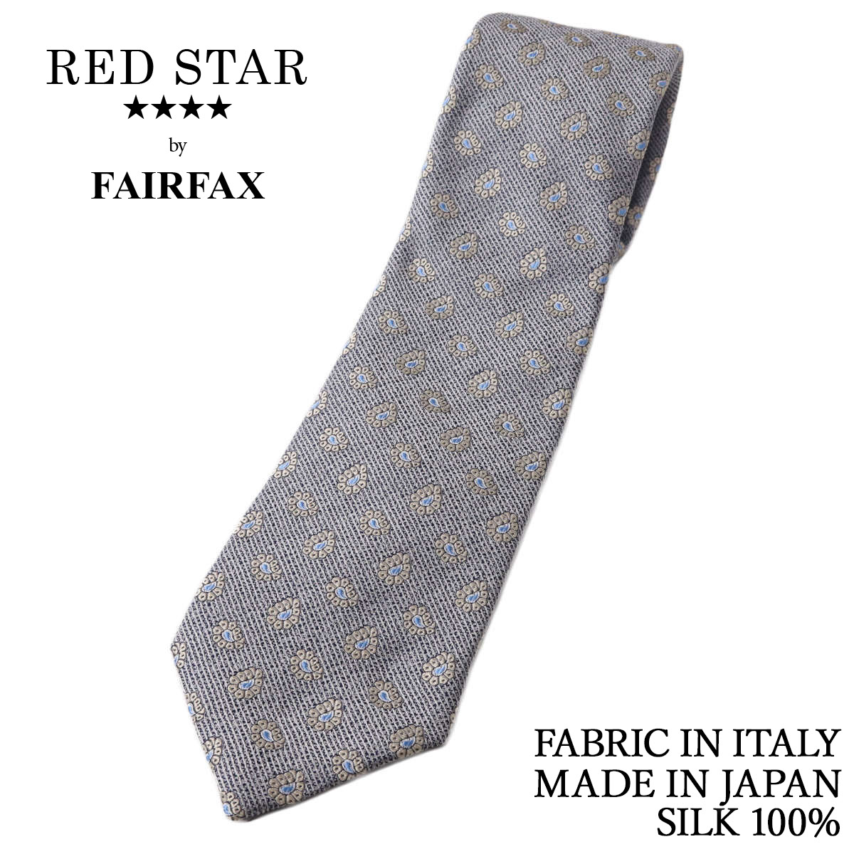 フェアファクス FAIRFAX ネクタイ ペイズリー小紋 パステル ネイビー イタリー生地 シルク100% 日本製 ハンドメイド メンズ 父の日