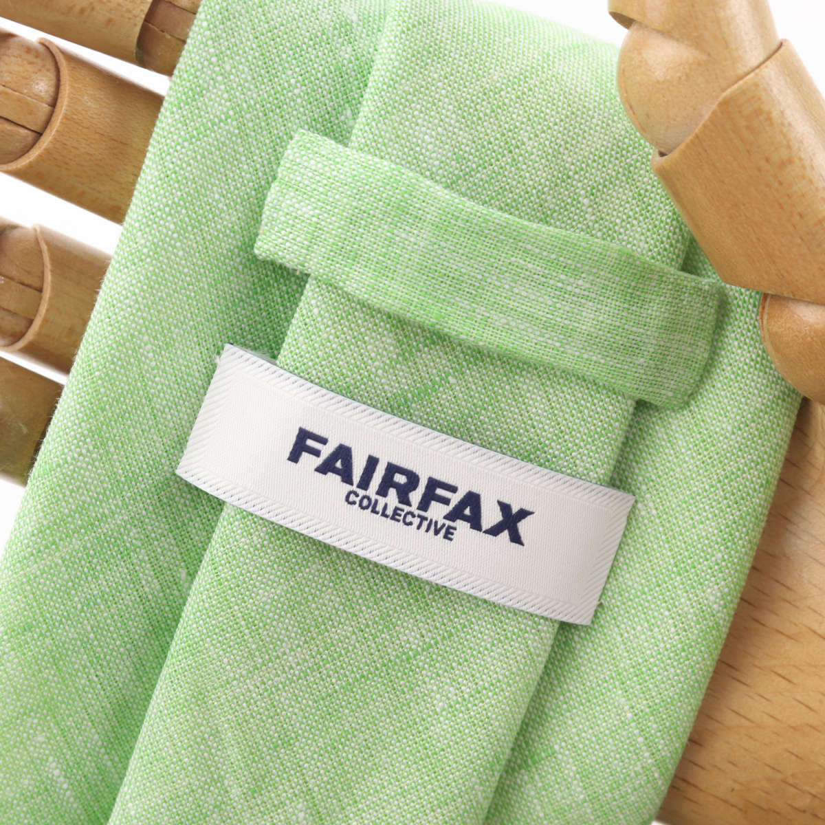 フェアファクス FAIRFAX ネクタイ リネン100% 無地 ミントグリーン 三巻き仕上げ ...