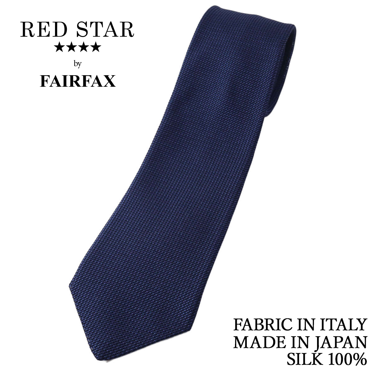 フェアファクス FAIRFAX ネクタイ フレスコ織 無地 インクブルー イタリー生地 シルク100% 日本製 ハンドメイド 父の日