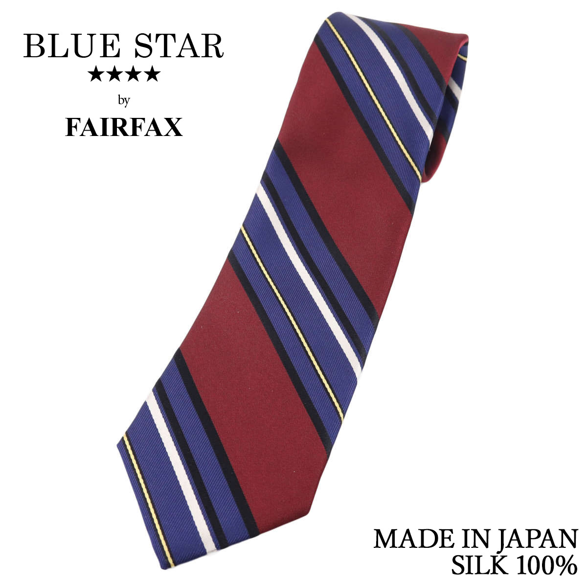 樂天商城 - フェアファクス FAIRFAX ネクタイ ストライプ ワインレッド×ネイビー シルク100% 日本製 ハンドメイド メンズ 父の日