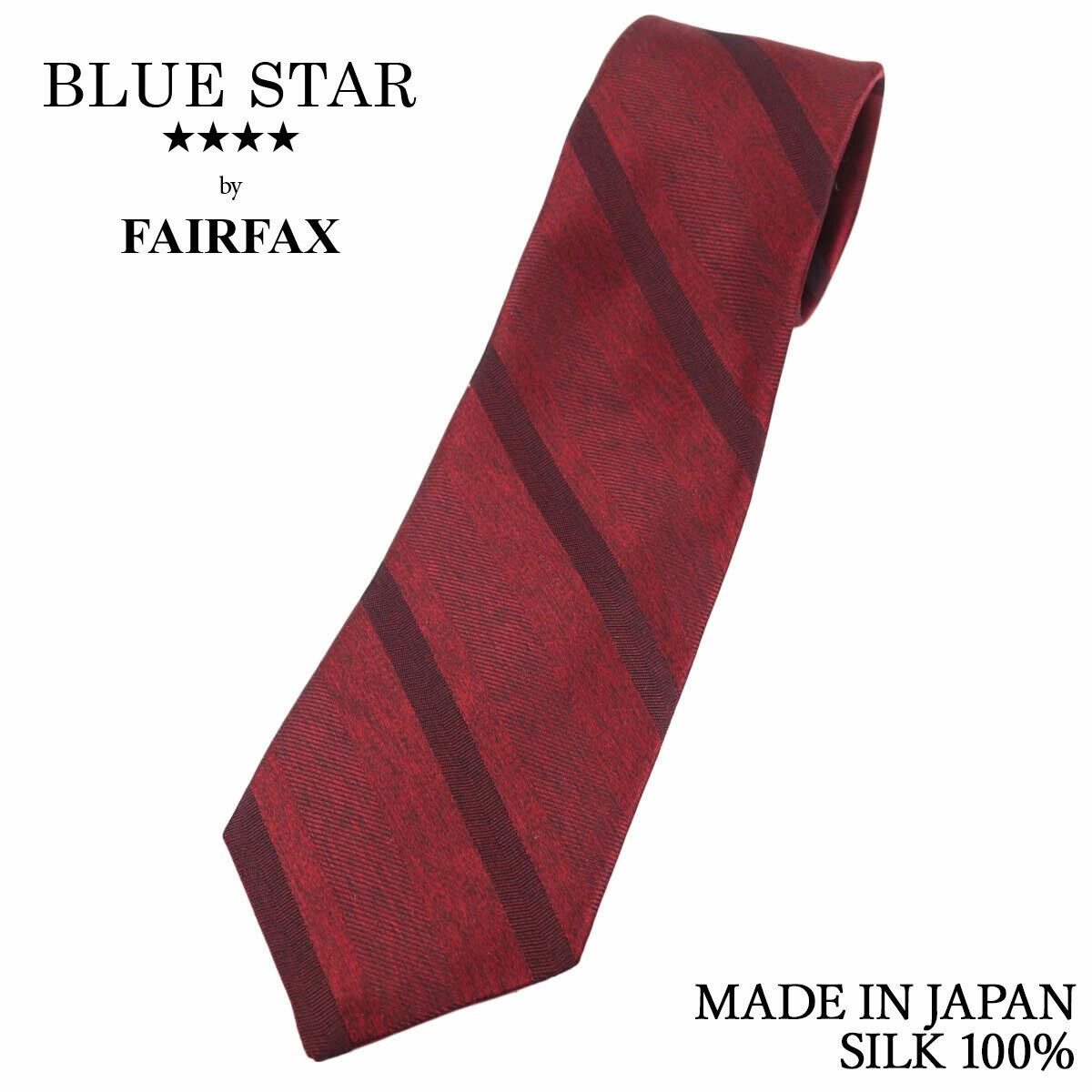 樂天商城 - フェアファクス FAIRFAX ネクタイ ストライプ織り無地 ワインレッド シルク100% 日本製 ハンドメイド メンズ