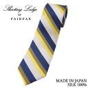 フェアファクス FAIRFAX ネクタイ ストライプ イエロー×ネイビー×パールホワイト シルク100% 日本製 父の日(4)