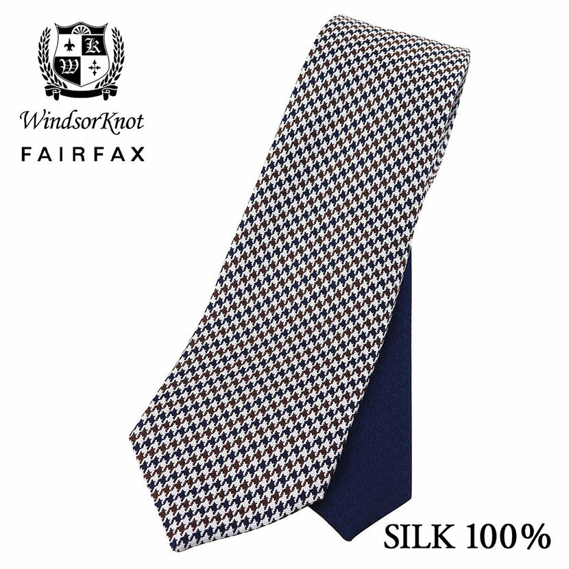 フェアファクス ネクタイ 【6/4 20時～使える10%OFFクーポンあり】 ネクタイ ビジネス ブランド ウィンザーノット Windsorknot フェアファクス FAIRFAX カラー千鳥格子 ネイビー濃淡無地 クレリックタイ 京都 丹後生地 シルク100% 日本製 ネクタイ ソリッド | 父の日 結婚式 ギフト ブランド おしゃれ