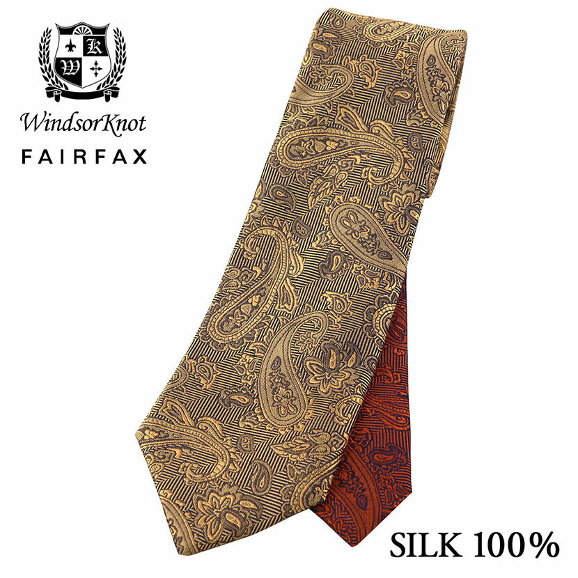 フェアファクス ネクタイ 【6/1限定 11%OFFクーポン】 ネクタイ ビジネス ブランド ウィンザーノット Windsorknot フェアファクス FAIRFAX ペイズリー織柄無地 濃淡クレリックタイ ライトオレンジ 京都 丹後生地 シルク100% 日本製 ネクタイ ソリッド | 父の日 結婚式 ギフト ブランド おしゃれ