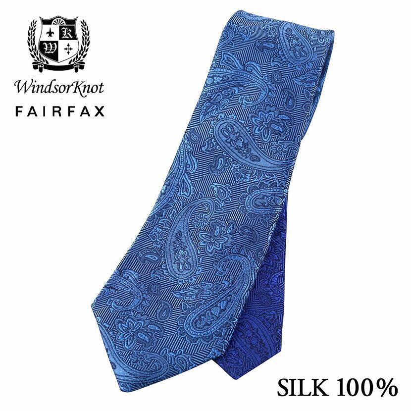 フェアファクス ネクタイ 【6/1限定 11%OFFクーポン】 ネクタイ ビジネス ブランド ウィンザーノット Windsorknot フェアファクス FAIRFAX ペイズリー織柄無地 濃淡クレリックタイ スカイブルー 京都 丹後生地 シルク100% 日本製 ネクタイ ソリッド | 父の日 結婚式 ギフト ブランド おしゃれ