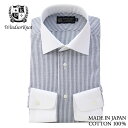 【11/1限定 11%OFFクーポン】 ウィンザーノット ワイシャツ ワイドカラー シアサッカー クレリック ストライプ ネイビー×ホワイト 綿100% 日本製 メンズ 長袖 クリスマス