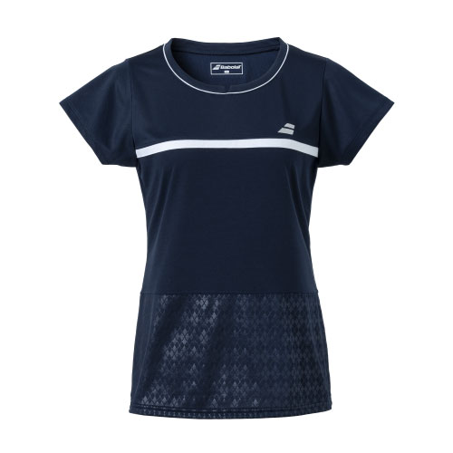 楽天ウインザーラケット楽天市場店【ネットバーゲン】バボラ PURE SHORT SLEEVE SHIRT （ BWG3375-NV00 ）[ BabolaT LS レディース ]23FW