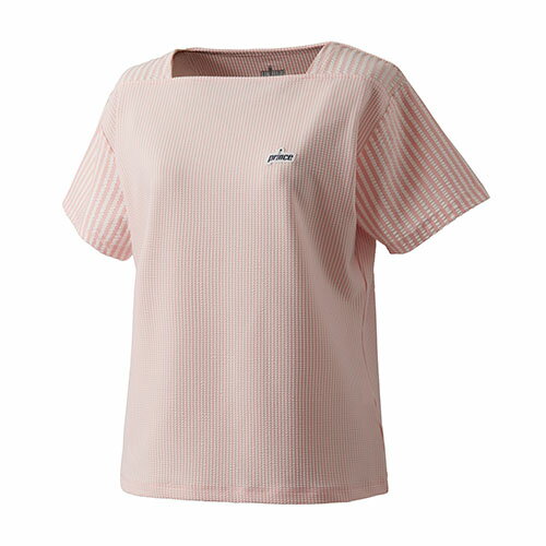 メーカープリンス 品番WS5062-000 カラーピンク(000) サイズ140/150/S/M/L/LL 対象性別レディース 素材シアサッカーストライプ(ポリエステル93%、ポリウレタン7%） 機能吸汗速乾/UPF50+/バド公認 発売日2025年2月 備考公益財団法人日本バドミントン協会審査合格品 ストライプ柄のシアサッカー素材を使用したゲームシャツ。ボートネックのシルエットがポイント。