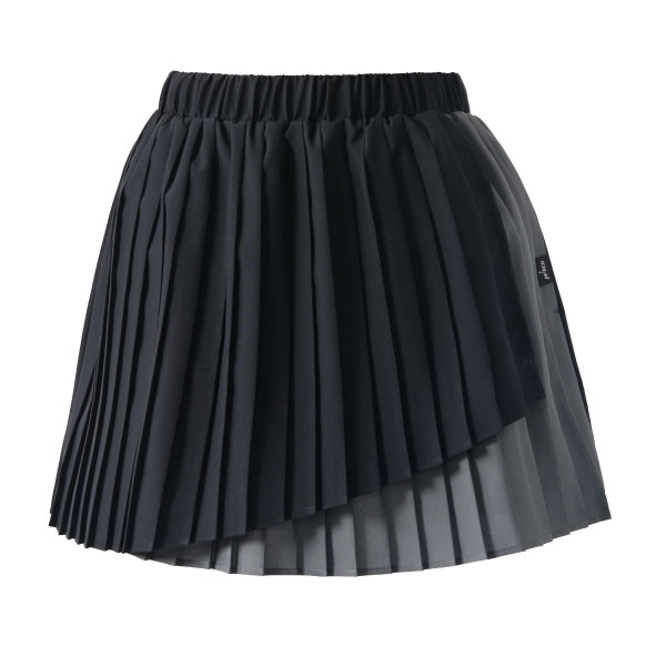 メーカープリンス 品番WF6341-165 カラーブラック(165) サイズS/M/L/LL 対象性別レディース 素材メカニカルストレッチタフタ(ポリエステル100%) 機能UVケア/撥水/制電 発売日2026年7月 軽い布帛素材を使用したラッププリーツスカート。ラップ部分にシーズンカラーを使用し、どのシリーズにも組みやすいアイテム。