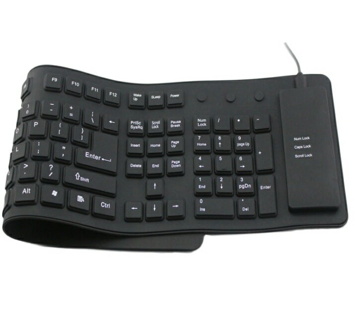 シリコンキーボード 109キー USB有線 折り畳み式 巻き取り 柔らかい 英語配列 薄型 軽量 携帯便利 丸められる コンパクト 水洗い可能
