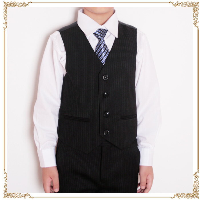 子供 スーツ 男の子 キッズ 子供スーツ {5点セット} キッズスーツ 縦縞 スーツ 子ども 子どもスーツ こどもスーツ　フォーマル　スーツ 結婚式 発表会 福袋子供用スーツ 七五三　卒業式 入学式 90/100/110/120/130/140/150cm 3