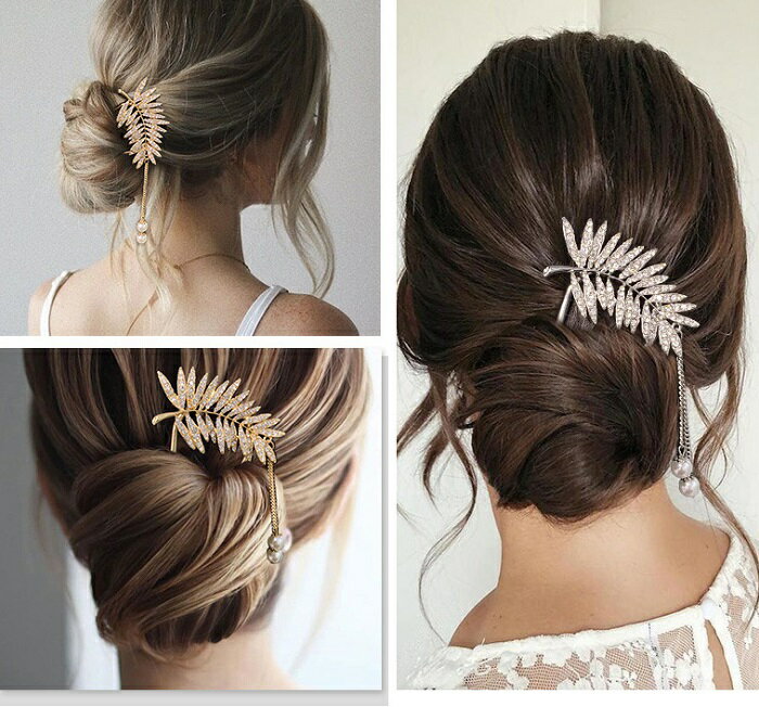 ヘッドドレス ウェデイング ヘアアクセサリー レディース かんざし ヘッドアクセ ヘアー ヘアアレンジ ブライダルジュエリー 葉 髪飾り ヘア飾り ブライダル ...