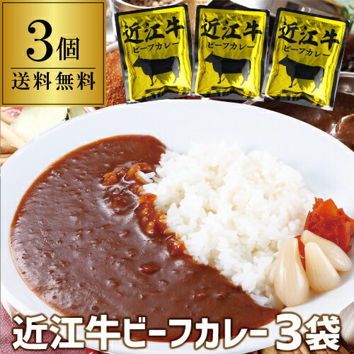 【800円OFFクーポン 6/1～2　9:59まで】送料無料 贅沢に近江牛肉100％使用！ 近江牛ビーフカレー 3袋 ..