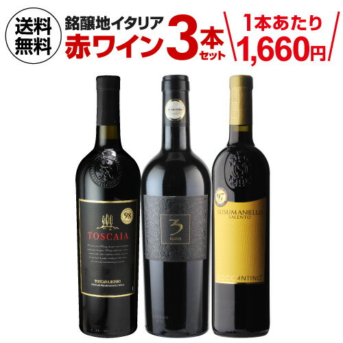 1本あたり1,660円(税込) 送料無料 銘醸地イタリア赤ワイン3本セット ワインセット 浜運 母の日 父の日 ギフト