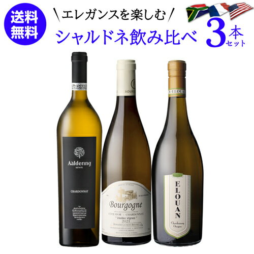 【800円OFFクーポン 6/1～2　9:59まで】1本あたり3,667 円(税込) 送料無料 土地によって味わいが異なる エレガントなシャルドネ 3本セット 750ml 3本入シャルドネ 南ア オレゴン ブルゴーニュ ワインセット 浜運