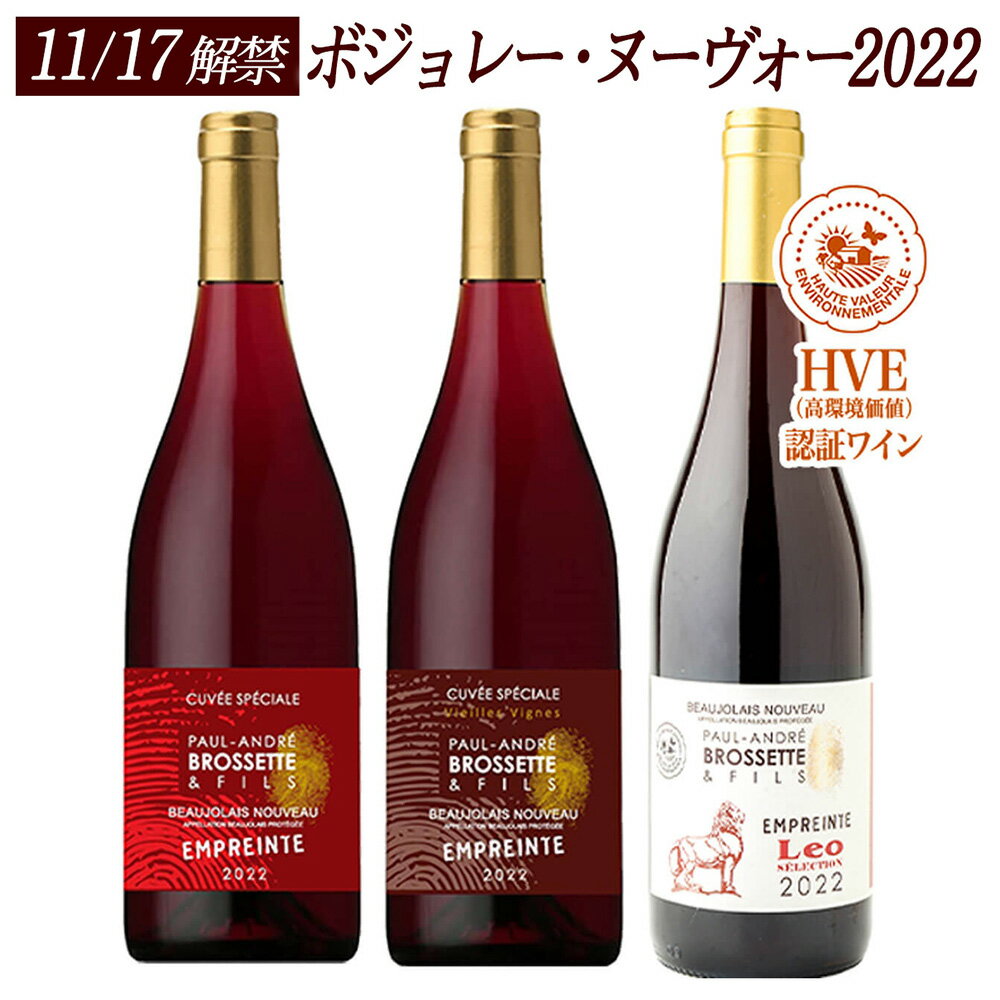 【ボジョレー ヌーボー 2023】【最短翌日お届け！】ブロセット ボジョレー ヌーボー 2023 飲み比べ 3本セット ボジョレー ヌーヴォー