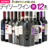 デイリー赤ワイン12本　送料無料　5ヶ国のワインが楽しめる辛口赤ワインセット（クール代別途）