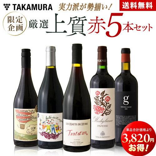 送料無料 第15弾 15020円→11200円！実力派が勢揃い！！厳選上質 赤ワイン 5本 セット (追加7本同梱可) 飲み比べ ギフト ワインセット [T]