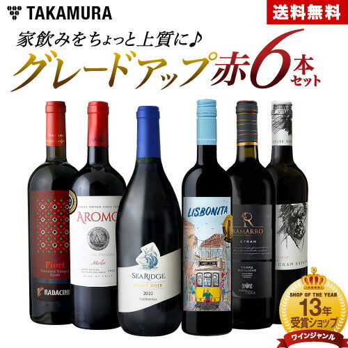 送料無料 第8弾 家飲みをちょっと上質にグレードアップ♪ ワンランク上の 6本 赤ワイン セット (追加6本同梱可) 飲み比べ デイリーワイン ワインセット [T]