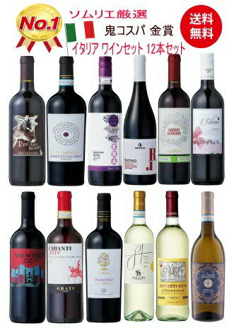 【全品P2倍★本日限り】　　　【送料無料】究極コスパ 厳選 イタリア 12本セット 赤白 ミックス 12本 鬼 コスパ ワイン セット 　ギフト 母の日 金賞 750ML おすすめ