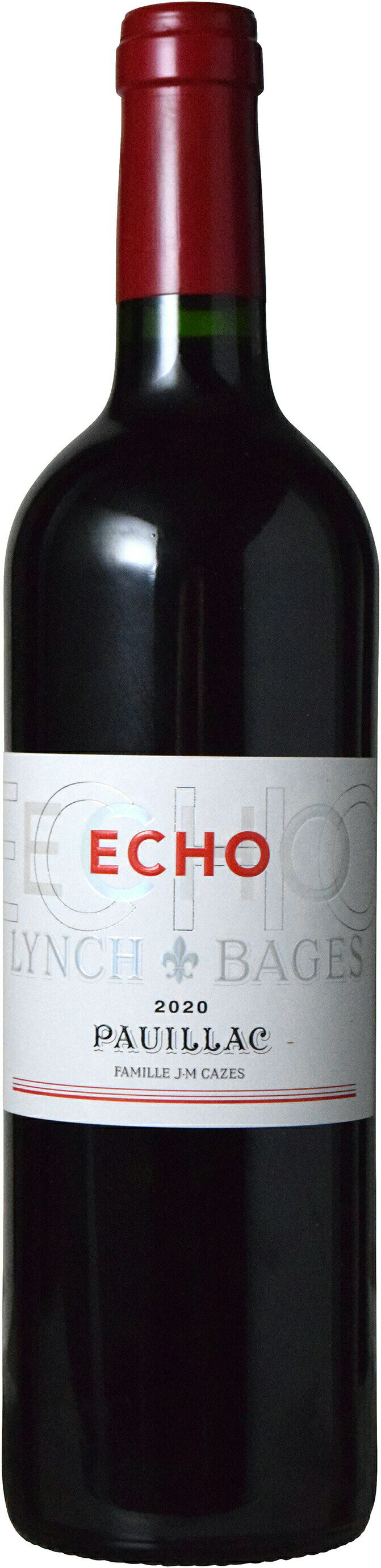 品番613087 バーコード4997678130879 生産者名 Mis en Bouteille au Chateau シャトー元詰 商品名 Echo de Lynch-Bages エコー・ド・ランシュ・バージュ ヴィンテージ2020 容量 x 入数750ml 原産国フランス 地方・地区・村ボルドー オー・メドック ポイヤック 品質分類・原産地呼称 A.O.C.ポイヤック 格付セカンド・ワイン 品種カベルネ・ソーヴィニヨン/ メルロー/カベルネ・フラン 熟成12カ月フレンチオーク樽熟成 平均年間生産量 ALC度数14.5％ キャップ仕様 種類スティルワイン 色赤 味わいフルボディ 飲み頃温度17℃ コメント・評価情報 コメント 近年高い評価を受けているポイヤック第5級 ランシュ・バージュがつくるセカンド。メル ロー、カベルネ・フランの配合比が高く、フ ァーストより柔らかいタンニンが特徴。 ワイン・スペクテーター得点 89ー92 ワイン・アドヴォケイト得点 90ー92+ ワイン・アドヴォケイト得点 87ー89 コンクール入賞歴 海外ワイン専門誌評価歴(2020)「ジェームス・サックリング」 95ー96点A.O.C.ポイヤック　セカンドワイン