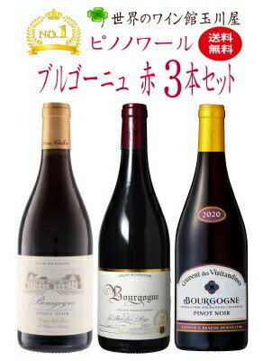 【全品最大P10倍★本日限り】　【送料無料】ワインセット ブルゴーニュ 3本 セット ピノ・ノワール 赤ワイン 白ワイン お値打ちブルゴーニュ　ギフト 父の日 金賞 750ML おすすめ