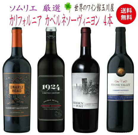 【全品最大P10倍★本日限り】　■送料無料お試し飲み比べワインセット赤4本カリフォルニア カベルネ ソーヴィニヨン 赤ワイン カリフォルニア ナパバレー も入った高級 ワインセット　　ギフト 父の日 金賞 750ML おすすめ