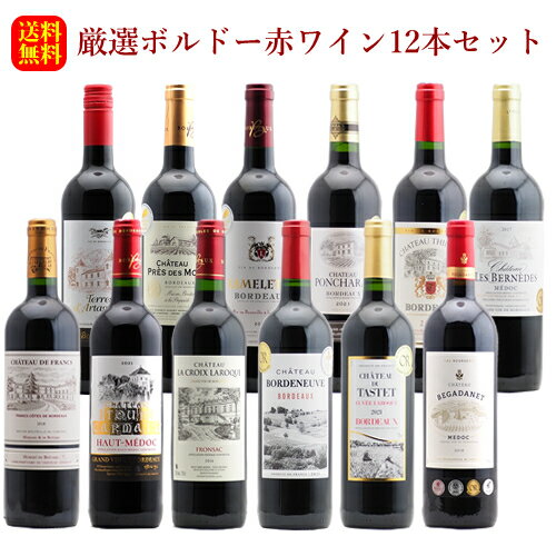 金賞ワイン9本入り！厳選ボルドー赤ワイン12本セット（赤750ml×12本）【送料無料】※同梱不可 【あす楽対応】フランス…