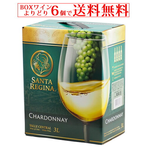 チリワイン 【BOXよりどり6個で送料無料】＜白＞サンタ・レジーナ　シャルドネ　バッグインボックス　3,000ml 【あす楽対応_関東】チリワイン ボックスワイン 箱ワイン boxワイン BBQ バーベキュー 割れない 後片付け 片付け