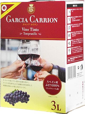  ＜赤＞ ガルシア・カリオン テンプラニーリョ　バッグインボックス 3,000ml ボックスワイン 箱ワイン boxワイン BBQ バーベキュー