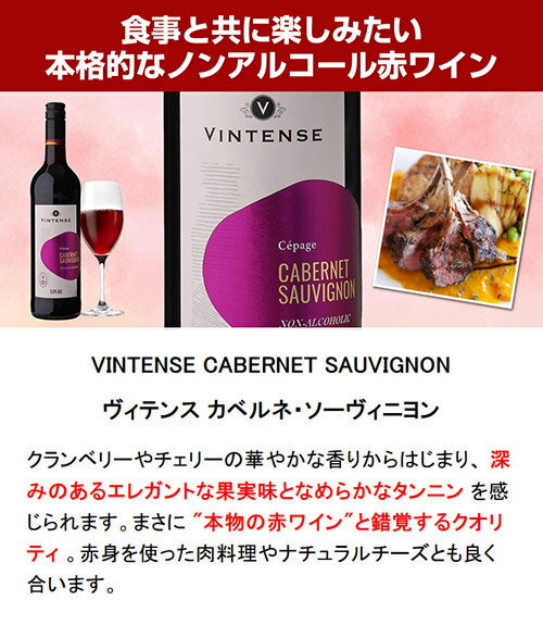 WINE PRO楽天市場店の【ワインの日 1,000円OFFクーポン】ヴィンテンス カベルネ ソーヴィニヨン 750ml アルコールフリー 赤 長S お祝い ギフト プレゼント ギフト パーティー ハロウィン11/21 01:59　まで｜アングル3