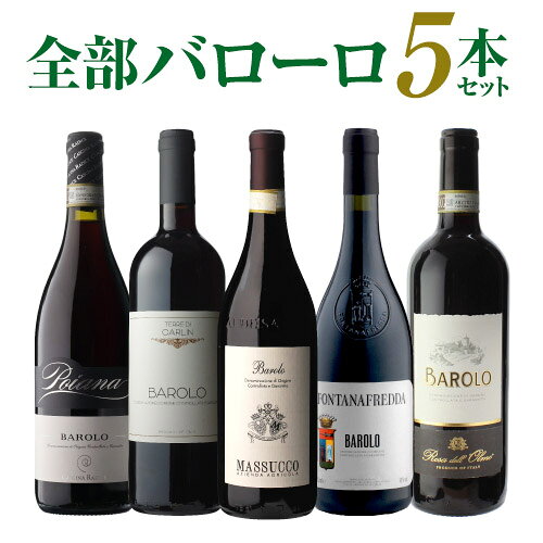 【25日限定 1,000円OFFクーポン】送料無料 全部バローロ5本セット第20弾 ワインセット 赤ワイン フルボディ イタリア ピエモンテ 浜運A 手土産 お祝い ギフト バレンタイン ホワイトデー10/25 まで